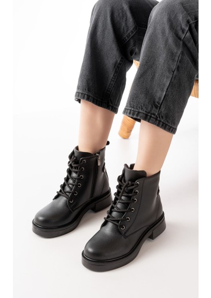 02-2003 Siyah Galata Bağcıklı Fermuarlı Günlük Kadın Bot fiyatları