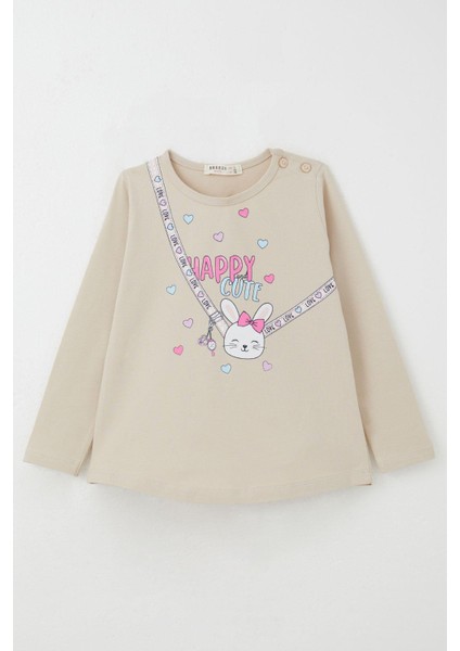 Kız Bebek Taytlı Takım Mutlu Tavşancık Baskılı Kalpli 9 Ay-3 Yaş, Bej fiyatları