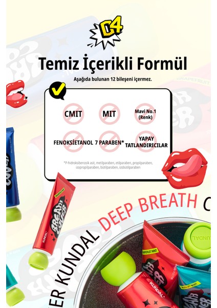 Bitkisel Özlü, Nane Aromalı Diş Macunu KUNDAL Deep Breath Cover Toothpaste (Grapefruit Mint)