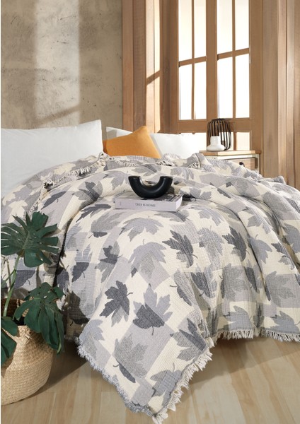 Çift Taraflı, Jakar Desenli, 5 Katlı, Dolgulu Müslin Battaniye, Yorgan, 220 x 240 cm