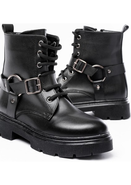 508-3038 Siyah Toka Aksesuarlı Fermuarlı Günlük Kadın Bot modelleri
