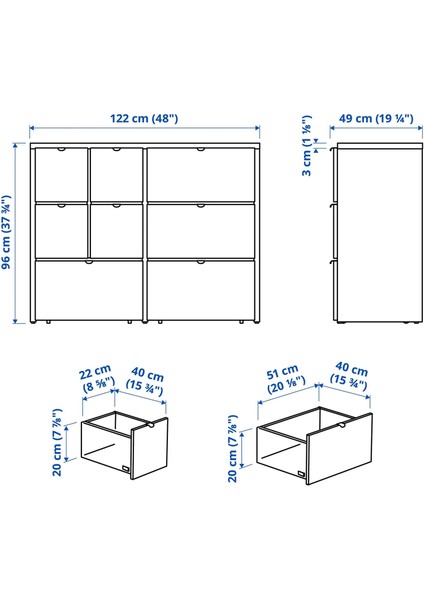 Vısthus 8 Çekmeceli Şifonyer Gri Beyaz 122 x 96 Cm fiyatları