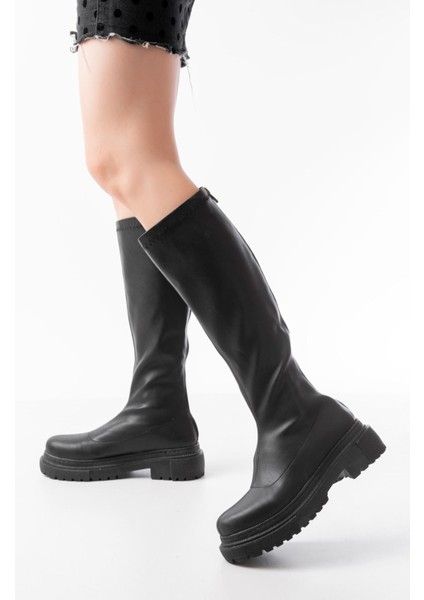 812-301 Siyah Streç Arkadan Fermuarlı Günlük Kadın Çizme fiyatları