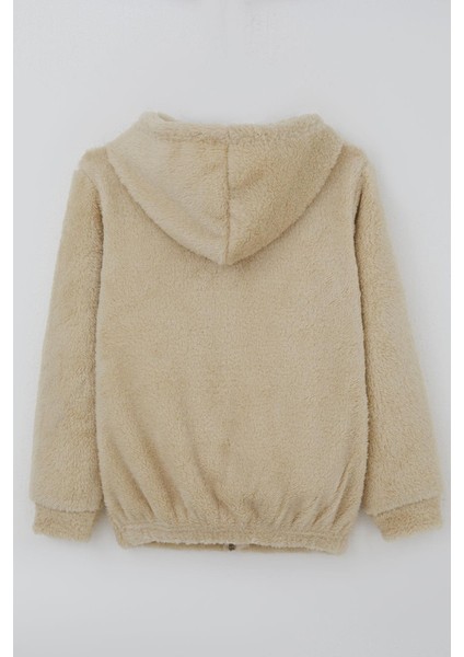 Kız Çocuk Peluş Mont Ayıcık Nakışlı Kapüşonlu Cepli 8-12 Yaş, Bej fiyatları