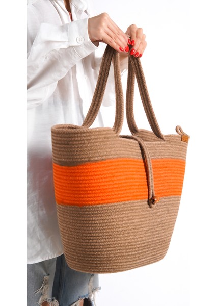 Halat Tasarım Plaj Çantası Çift Renk