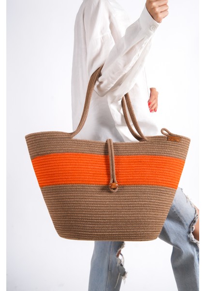 Halat Tasarım Plaj Çantası Çift Renk modelleri