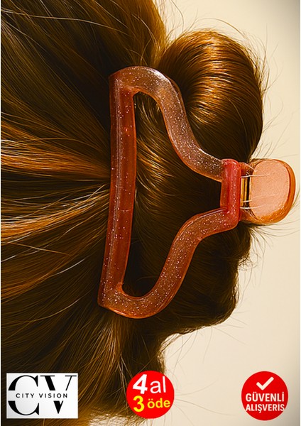 Simli Oval Model Gül Kurusu Renk 11 cm Kadın Mandal Saç Tokası - Şık ve Dayanıklı