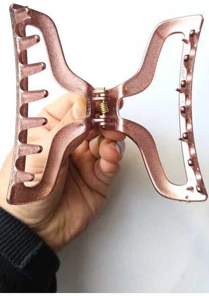 Simli Oval Model Gül Kurusu Renk 11 cm Kadın Mandal Saç Tokası - Şık ve Dayanıklı indirimleri