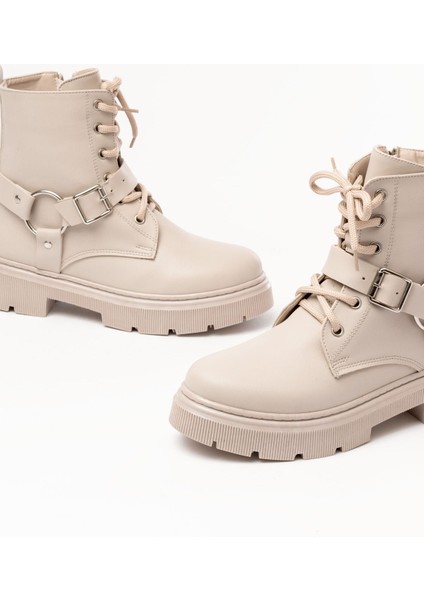 508-3038 Bej Toka Aksesuarlı Fermuarlı Günlük Kadın Bot fırsatları