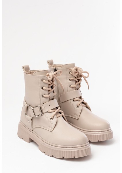 508-3038 Bej Toka Aksesuarlı Fermuarlı Günlük Kadın Bot indirimleri