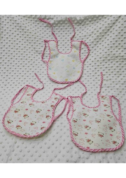 sun Tekstilden Pamuklu Bebek Mama Önlüğü Arkası Naylon 3Adet 20x25cm