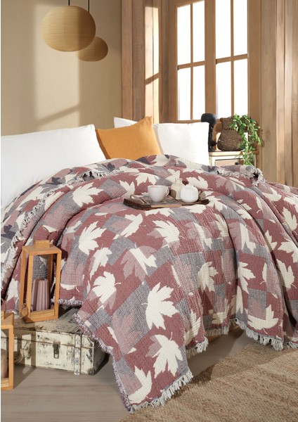 Çift Taraflı, Jakar Desenli, 5 Katlı, Dolgulu Müslin Battaniye, Yorgan, 220 x 240 cm