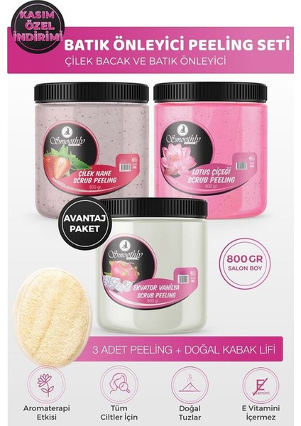 Peeling Avantaj Seti 800GR x 3 Adet Batık Için Peeling Uygulama Için Doğal Kabak Lifi.
