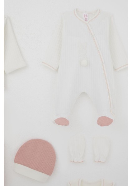 Kız Bebek Hastane Çıkışı 8 Li Ponponlu Tavşancık Nakışlı 0-3 Ay, Ekru fırsatları