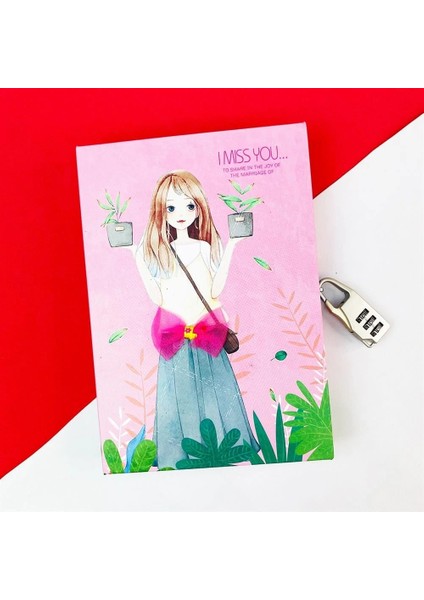 Kilitli Kutulu Ajanda Günlük Not Hatıra Defteri Notebook Pembe modelleri