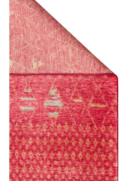 Zara ZR 15 Kırmızı Autumn Özel Tezgah Kolay Temizlenebilir Hav Bırakmayan Otantik Modern Uşak Halısı