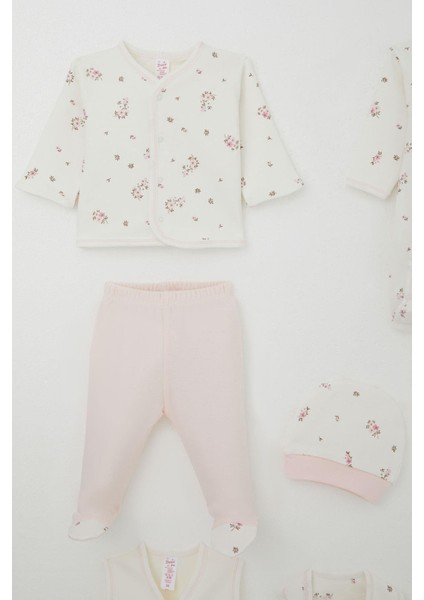 Kız Bebek Hastane Çıkışı 8 Li Çiçek Desenli 0-3 Ay, Ekru modelleri