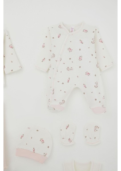 Kız Bebek Hastane Çıkışı 8 Li Çiçek Desenli 0-3 Ay, Ekru indirimleri