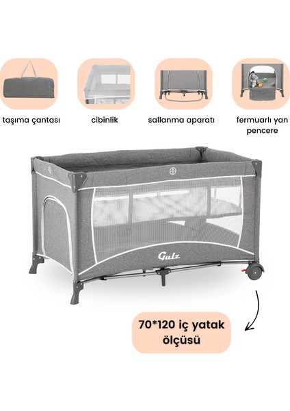 Raftel Oyun Parkı Park Yatak Bebek Beşik 70X120 cm