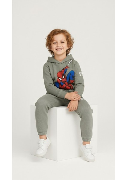Erkek Çocuk Örümcek Adam Baskılı Kapüşonlu Eşofman Takımı | Rahat ve Şık Günlük Takım