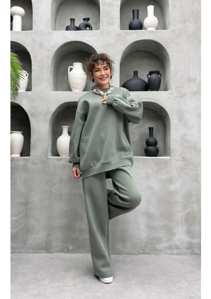 Fular Detaylı Şardonlu Ikili Pantolonlu Takım - Kadın Eşofman Takımı fiyatları