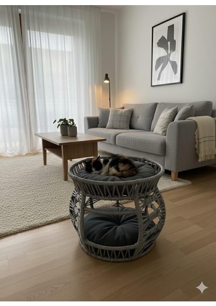 Pet Lüxperi Bombeli Kedi Ranzası 2 Katlı Kedi Yatağı Gri modelleri