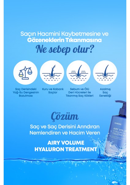 Arındıran Nemlendiren Hacim Veren Saç Kremi KUNDAL Airy Volume Hyaluron Treatment 500ml Blossom Br.