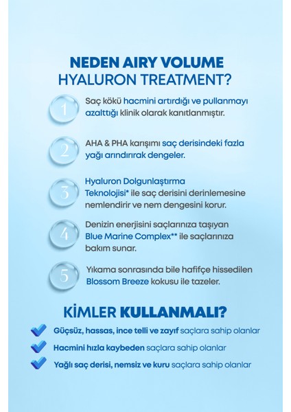 Arındıran Nemlendiren Hacim Veren Saç Kremi KUNDAL Airy Volume Hyaluron Treatment 500ml Blossom Br.