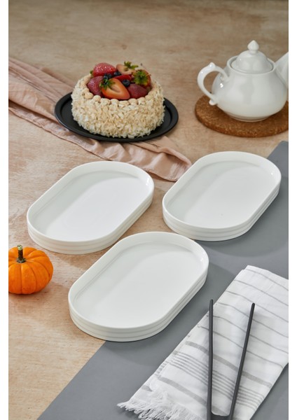 3’lü Porselen Dikdörtgen Servis ve Sunum Tabağı 26X15 cm fiyatları
