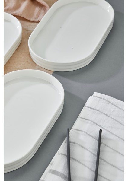 3’lü Porselen Dikdörtgen Servis ve Sunum Tabağı 26X15 cm modelleri