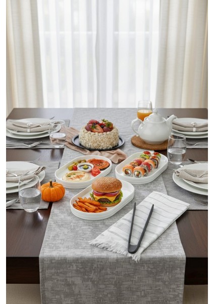 3’lü Porselen Dikdörtgen Servis ve Sunum Tabağı 26X15 cm fırsatları