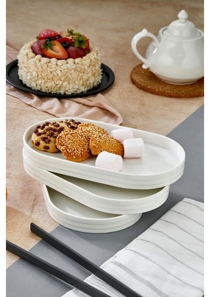 3’lü Porselen Dikdörtgen Servis ve Sunum Tabağı 26X15 cm indirimleri