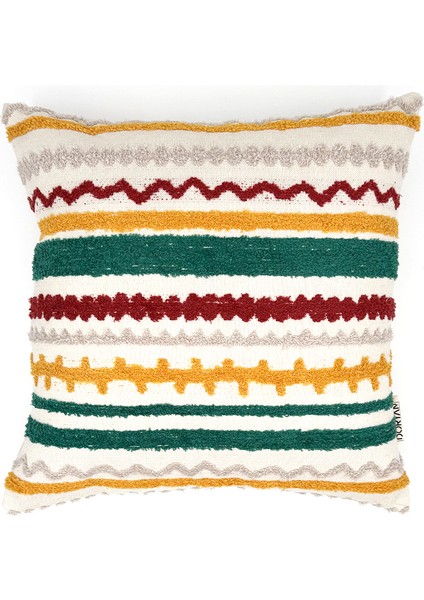 Genova Serisi Dalga Çizgi Desenli Punch İşlemeli Kırlent Kılıfı Çok Renkli 45x45cm