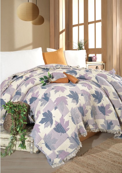 Çift Taraflı, Jakar Desenli, 5 Katlı, Dolgulu Müslin Battaniye, Yorgan, 220 x 240 cm