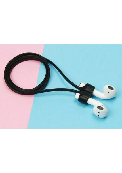 Manyetik Airpods Kaybolmaz Askı Ipi – Yumuşak Silikon, Güçlü Mıknatıs, Evrensel Uyum (Siyah / Beyaz)
