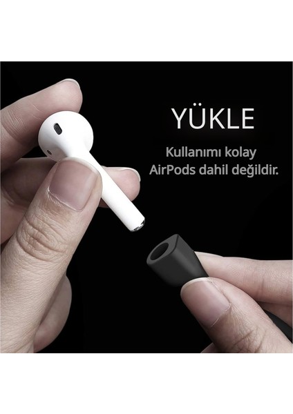 Manyetik Airpods Kaybolmaz Askı Ipi – Yumuşak Silikon, Güçlü Mıknatıs, Evrensel Uyum (Siyah / Beyaz)