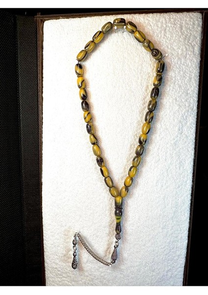 Sevgiliye Özel Hediye Sıkma Kehribar Tesbih Sarı-Yeşil Renkli Kapsül Kesim H-1145. modelleri