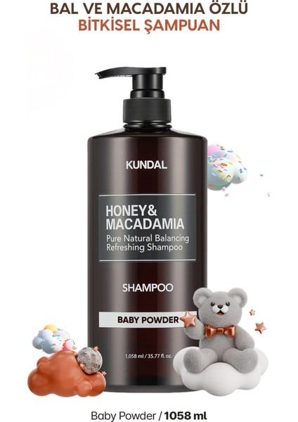 Kırılma Karşıtı Besleyici Bakım Şampuanı KUNDAL Honey & Macadamia Nature Shampoo 1058ml Baby Powder indirimleri