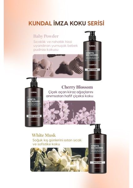 Kırılma Karşıtı Besleyici Bakım Şampuanı KUNDAL Honey & Macadamia Nature Shampoo 1058ml Baby Powder