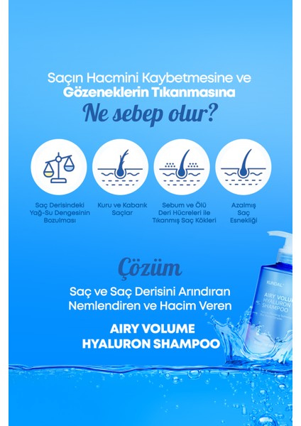 Arındıran, Nemlendiren, Hacim Veren Şampuan KUNDAL Airy Volume Hyaluron Shampoo 500ml Blossom Breeze fırsatları