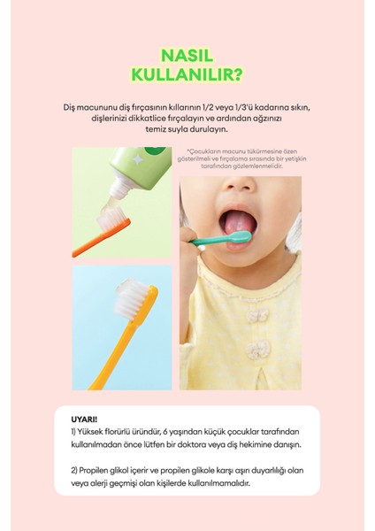 Renkli, Çürüklere Karşı Etkili Çocuk Diş Macunu KUNDAL Chicka Smile Kids Toothpaste (Shine Muscat)