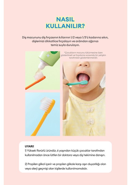 Renkli, Çürüklere Karşı Etkili Çocuk Diş Macunu KUNDAL Chicka Smile Kids Toothpaste (Caramel)