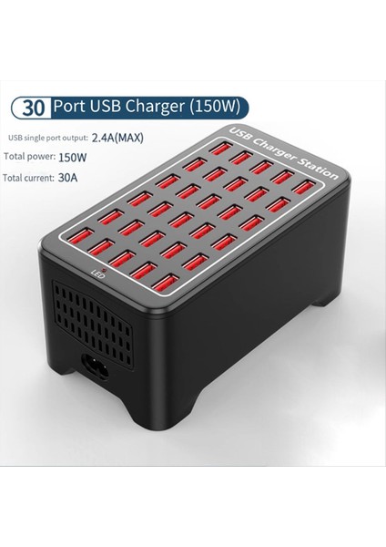 USB Şarj Cihazı 30 Portlu Hub 150W Evrensel Duvar Masaüstü Hızlı Şarj Istasyonu Yuvası Cep Telefonu Güç Adaptörü Abd Fişi (Yurt Dışından) modelleri