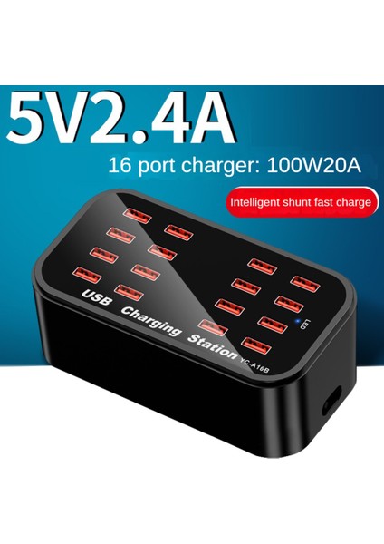 16 Portlu USB Şarj Istasyonu Şarj Istasyonu USB Şarj Cihazı Araba, Kulaklık, Çoklu Cihazlar, Dizüstü Bilgisayarlar, Akıllı Telefonlar ve Ab Fişi (Yurt Dışından) fiyatları