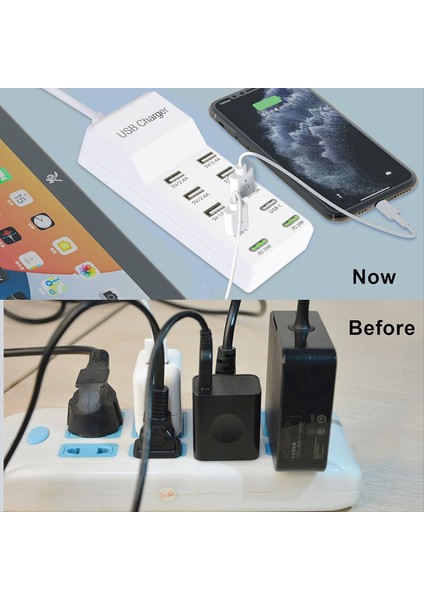 10 Portlu USB Şarj Istasyonu USB Şarj Cihazı USB C Şarj Bloğu Şarj Merkezi Çoklu Cihazlar Için USB Güç Şeridi Ab Fişi (Yurt Dışından) modelleri