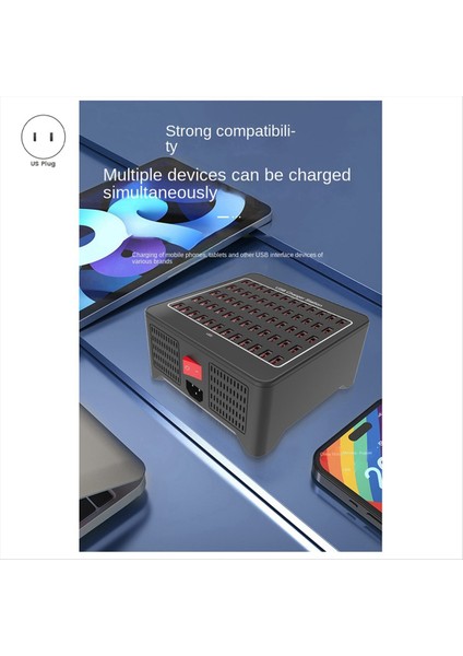 300W 60 Çoklu Portlu USB Şarj Istasyonu Taban Soketi Çoklu USB Şarj Hub Adaptörü Bilgisayar Telefon Kamera Abd Fişi (Yurt Dışından)