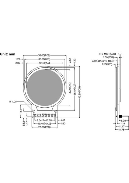 1,28 Inç IPS Tam Görünüm Tft Ekran LCD Ekran Spı Seri Port Yuvarlak Ekran 240X240 Çözünürlük Renkli Ekran Modülü (Yurt Dışından) fırsatları