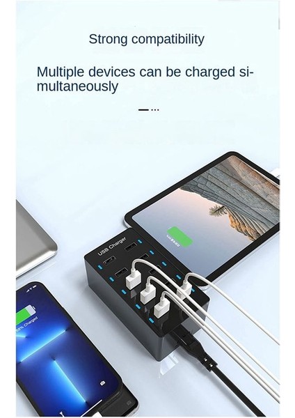 50W USB Çok Portlu Şarj Cihazı Hızlı Şarj Cihazı Hub'ı 10 Portlu Hızlı Şarj Cihazı Masaüstü Şarj Istasyonu Şarj Cihazı Siyah (Ingiltere) (Yurt Dışından) modelleri