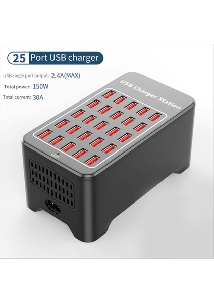 USB Şarj Cihazı 25 Portlu Hub 150W Evrensel Duvar Masaüstü Hızlı Şarj Istasyonu Yuvası Cep Telefonu Güç Adaptörü Ab Fişi (Yurt Dışından) modelleri