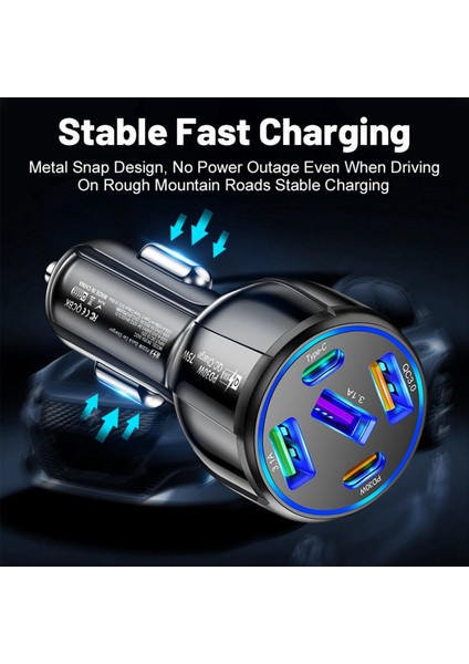 75W Araç Şarj Cihazı USB Type C Hızlı Şarj Güç Adaptörü Hızlı Şarj 3.0 iPhone 14 13 12 Xiaomi 13 Samsung Için (Yurt Dışından) fiyatları